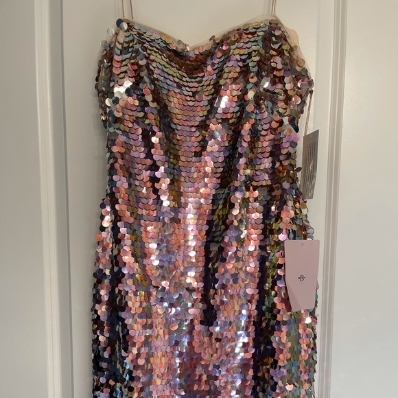 BHLDN Aidan Mattox sequin mini dress gold strap👗 - Picture 4 of 5